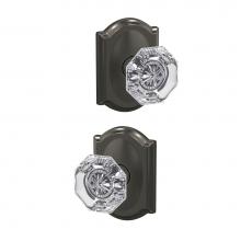 Schlage FC172 ALX 530 CAM - Custom Alexandria Non-Turning Glass Knob with Camelot Trim in Black Stainless