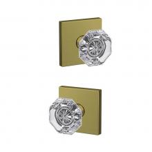 Schlage FC21 ALX 608 COL - Custom Alexandria Glass Knob with Collins Trim Hall-Closet and Bed-Bath Lock in Satin Brass