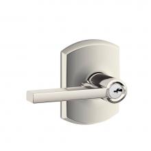 Schlage F51A LAT 618 GRW - Latitude Lever with Greenwich Trim Keyed Entry Lock in Polished Nickel