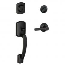 Schlage F60 GRW 716 BRW - Greenwich Handleset with Single Cylinder Deadbolt and Broadway Lever in Aged Bronze