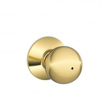 Schlage F40 V ORB 605 - Orbit Knob Bed and Bath Lock in Bright Brass