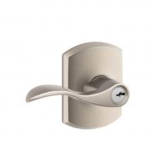 Schlage F51A ACC 619 GRW - Accent Lever with Greenwich Trim Keyed Entry Lock in Satin Nickel