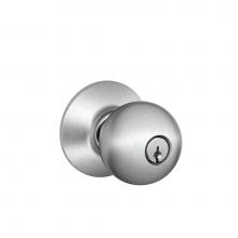 Schlage F51 V CS ORB 626 - Orbit Knob Light Commercial Keyed Entry Lock in Satin Chrome