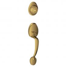 Schlage JH58 BAR 609 - Barcelona Exterior Handleset Grip with Exterior Single Cylinder Deadbolt in Antique Brass