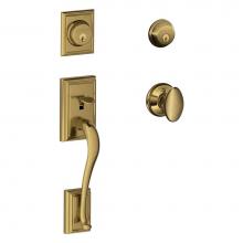 Schlage F62 ADD 609 SIE - Addison Handleset with Double Cylinder Deadbolt and Siena Knob in Antique Brass