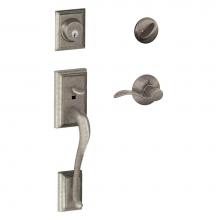 Schlage F60 V ADD 621 ACC - Addison Handleset with Single Cylinder Deadbolt and Sacramento Lever in Distressed Nickel