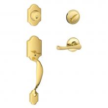 Schlage JH60 V PRS 605 TOR - Paris Handleset and Torino Lever in Bright Brass