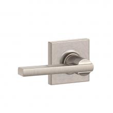Schlage F10 LAT 619 COL - Latitude Lever with Collins Trim Hall and Closet Lock in Satin Nickel