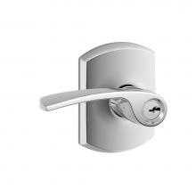 Schlage F51A MER 625 GRW - Merano Lever with Greenwich Trim Keyed Entry Lock in Bright Chrome