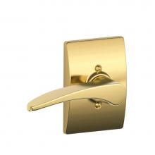 Schlage F170 MNH 605 CEN LH - Manhattan Lever with Century Trim Non-Turning Lock in Bright Brass - Left Handed