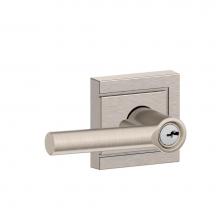 Schlage F51A BRW 619 ULD - Broadway Lever with Upland Trim Keyed Entry Lock in Satin Nickel