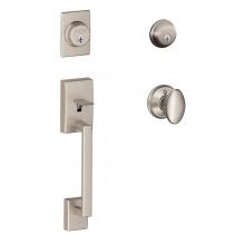 Schlage F62 CEN 619 SIE - Century Handleset with Double Cylinder Deadbolt and Siena Knob in Satin Nickel