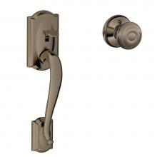 Schlage FE285 CAM 620 GEO - Camelot Lower Half Handleset and Georgian Knob in Antique Pewter