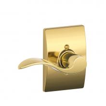 Schlage F170 ACC 505 CEN LH - Accent Lever with Century Trim Non-Turning Lock in Bright Brass - Left Handed
