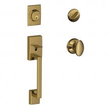 Schlage F60 CEN 609 SIE - Century Handleset with Single Cylinder Deadbolt and Siena Knob in Antique Brass