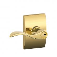 Schlage F51A ACC 605 CEN - Accent Lever with Century Trim Keyed Entry Lock in Bright Brass