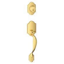 Schlage JH58 PRS 605 - Paris Exterior Handleset Grip with Exterior Single Cylinder Deadbolt in Bright Brass