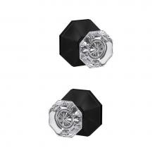 Schlage FC21 ALX 622 RWD - Custom Alexandria Glass Knob with Rosewood Trim Hall-Closet and Bed-Bath Lock in Matte Black