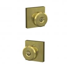 Schlage F51A BWE 608 COL - Bowery Knob with Collins Trim Keyed Entry Lock in Satin Brass