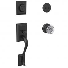 Schlage FC93 ADD 622 ALX ALD - Custom Addison Inactive Handleset with Alexandria Glass Knob and Alden Trim in Matte Black