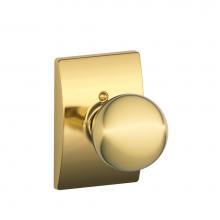 Schlage F170 ORB 605 CEN - Orbit Knob with Century Trim Non-Turning Lock in Bright Brass