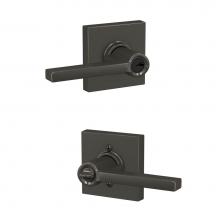 Schlage F51A LAT 530 COL - Latitude Lever with Collins Trim Keyed Entry Lock in Black Stainless