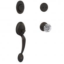 Schlage FC93 PLY 716 ALX ALD - Custom Plymouth Inactive Handleset with Alexandria Glass Knob and Alden Trim in Aged Bronze
