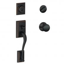 Schlage F60 ADD 716 PLY - Addison Handleset with Single Cylinder Deadbolt and Plymouth Knob in Aged Bronze