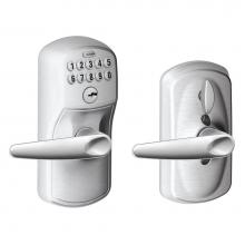 Schlage FE595 PLY 626 JAZ - Jazz Keypad Lever with Plymouth Trim in Satin Chrome