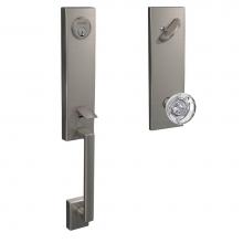 Schlage FCT60 CEN 619 HOB CEN - Custom Century 3/4 Trim Single Cylinder Handleset with Hobson Glass Knob in Satin Nickel