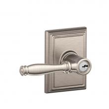 Schlage F51 V BIR 619 ADD - Birmingham Lever with Addison Trim Keyed Entry Lock in Satin Nickel