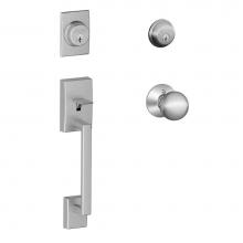 Schlage F62 CEN 626 ORB - Century Handleset with Double Cylinder Deadbolt and Orbit Knob in Satin Chrome