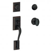 Schlage F62 ADD 716 SIE - Addison Handleset with Double Cylinder Deadbolt and Siena Knob in Aged Bronze