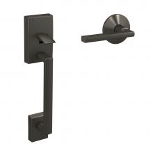 Schlage FC285 CEN 530 LAT KIN - Custom Century Front Entry Handle and Latitude Lever with Kinsler Trim in Black Stainless