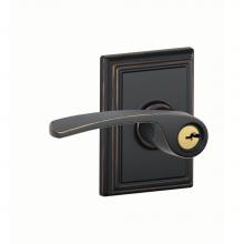 Schlage F51A MER 716 ADD - Merano Lever with Addison Trim Keyed Entry Lock in Aged Bronze