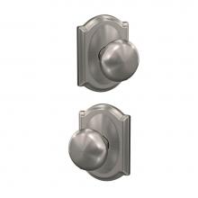 Schlage FC172 PLY 619 CAM - Custom Plymouth Non-Turning Knob with Camelot Trim in Satin Nickel