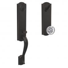 Schlage FCT60 CAM 716 HOB CAM - Custom Camelot 3/4 Trim Single Cylinder Handleset with Hobson Glass Knob in Aged Bronze