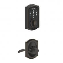 Schlage FBE375 V CAM 716 ACC CAM - Touch Keyless Touchscreen Deadbolt with Camelot Trim and Accent Passage Lever with Camelot Trim