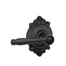 Schlage F40 BIR 716 BRK - Birmingham Lever with Brookshire Trim Bed and Bath Lock in Aged Bronze