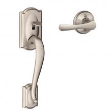 Schlage FE285 CAM 619 VLA - Camelot Lower Half Handleset and Avila Lever in Satin Nickel