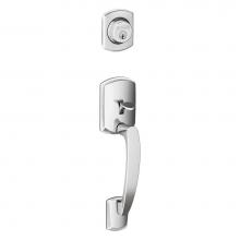 Schlage F58 GRW 625 - Greenwich Exterior Handleset Grip with Exterior Single Cylinder Deadbolt in Bright Chrome