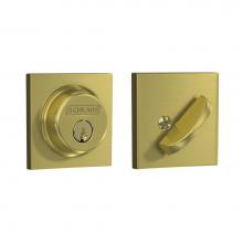 Schlage B60 608 COL - Single Cylinder Deadbolt with Collins Trim in Satin Brass