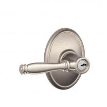 Schlage F51A BIR 619 WKF - Birmingham Lever with Wakefield Trim Keyed Entry Lock in Satin Nickel