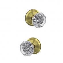 Schlage FC21 ALX 608 ALD - Custom Alexandria Glass Knob with Alden Trim Hall-Closet and Bed-Bath Lock in Satin Brass