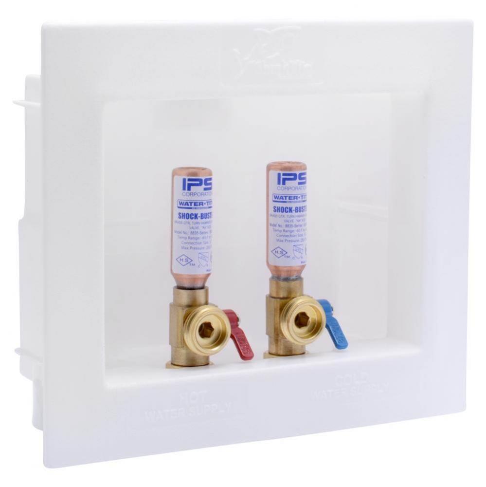 Washing Machine Outlet Box with Water Hammer Arrestors
