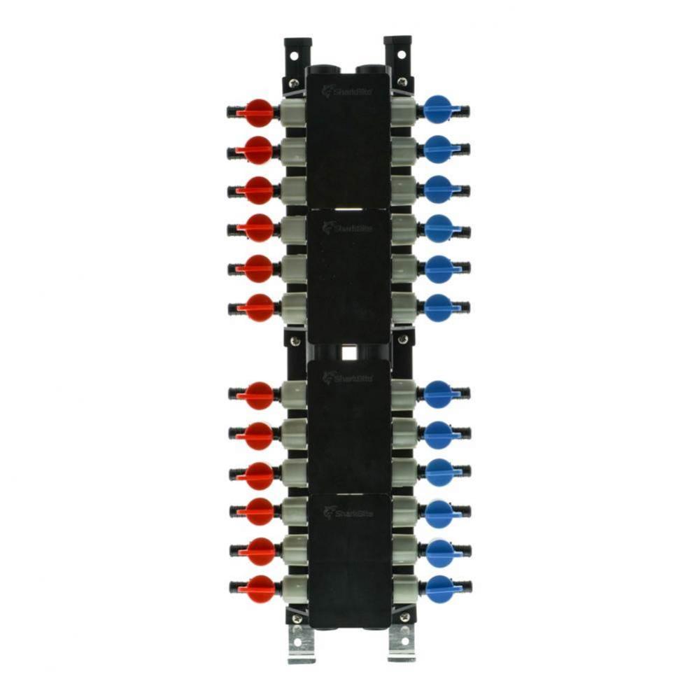 24 Port Manifold With Poly Crimp Ball Valves - 3/4'' Inlet - 1/2'' Outlet
