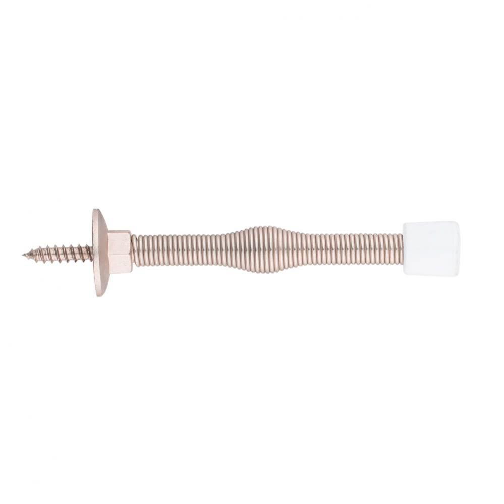 3'' Spring Door Stop w/Fixed Screw, White Tip, ORB 10B