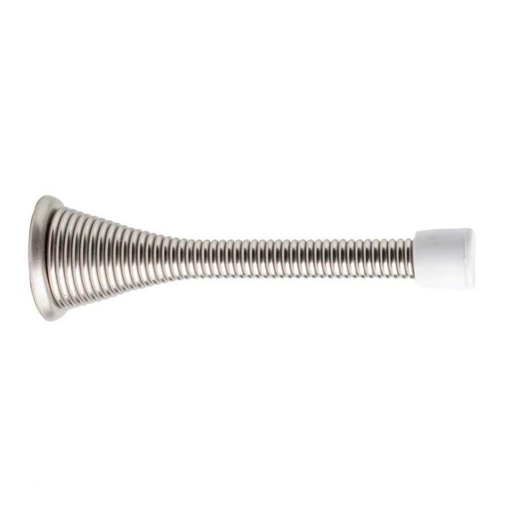 3-1/8'' SPRING DOOR STOP, SN, WHITE TIP