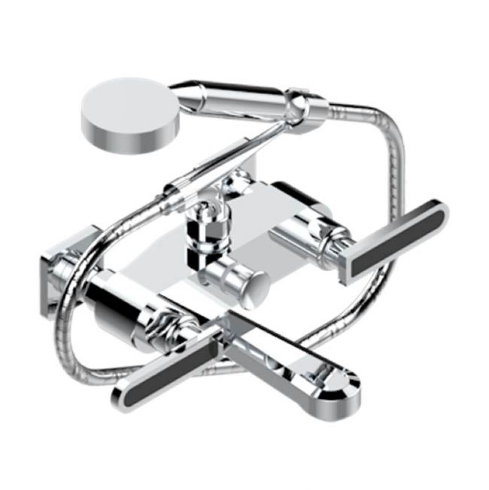 Exposed Tub Filler With Cradle Handshower, Wall Mounted