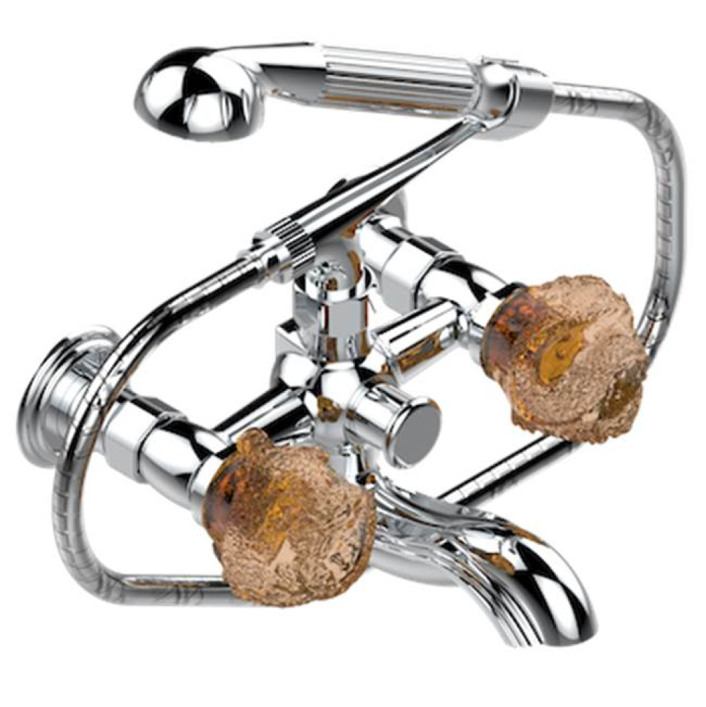 Exposed Tub Filler With Cradle Handshower, Wall Mounted